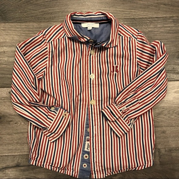 JACADI Paris long sleeve button down shirt Size 2 - Picture 1 of 9